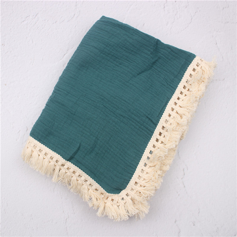 Lullaby Cotton – Double Gauze Baby Blanket with Pompoms