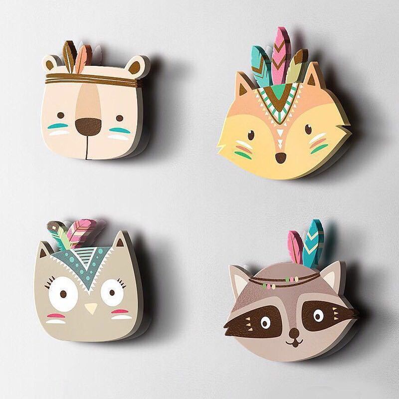 Whimsical Animal Wall Décor – Soft Cotton Heads for Kids' Rooms