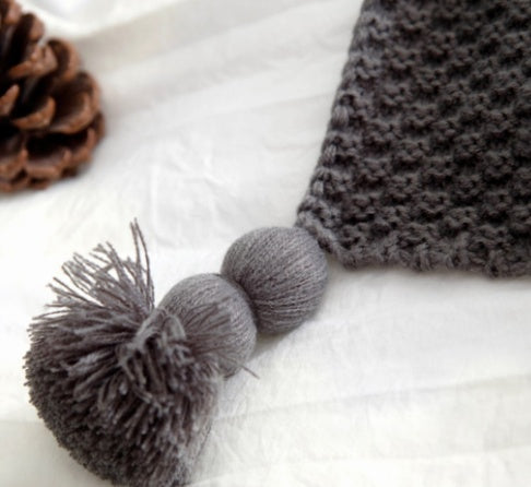 Nordic Knit Pom-Pom Throw Blanket