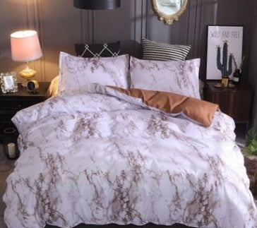 Marble Luxe Duvet Cover Set – 3 Piece Bedding with Pillowcases, Soft Polyester Twill