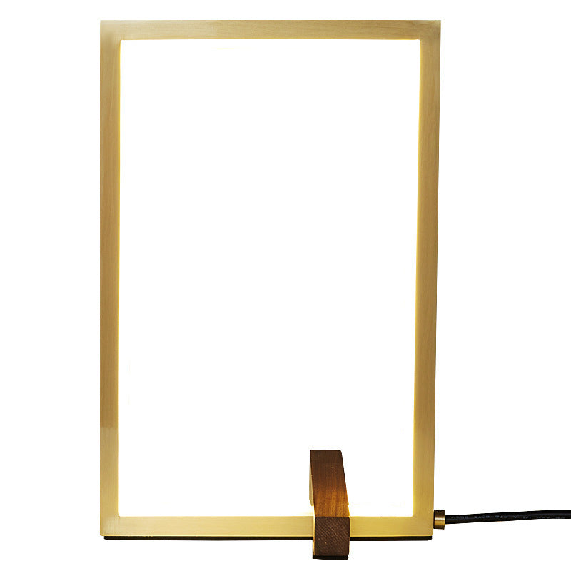 LumeFrame™ Copper LED Table Lamp – Minimalist Geometric Glow