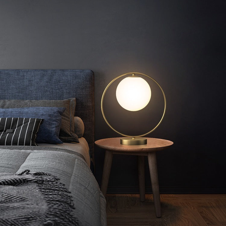 Modern Halo Orb LED Bedside Lamp – Minimalist Nightstand Light