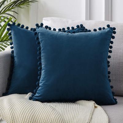 Velvet Pom-Pom Trim Cushion Cover Collection