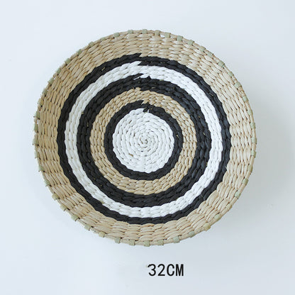 SunRipple Woven Straw Wall Art – Geometric Boho Wall Decor