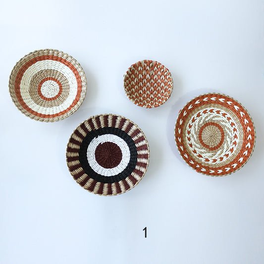 SunRipple Woven Straw Wall Art – Geometric Boho Wall Decor
