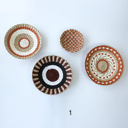 SunRipple Woven Straw Wall Art – Geometric Boho Wall Decor