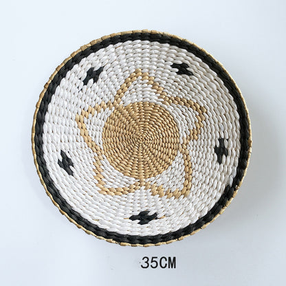 SunRipple Woven Straw Wall Art – Geometric Boho Wall Decor