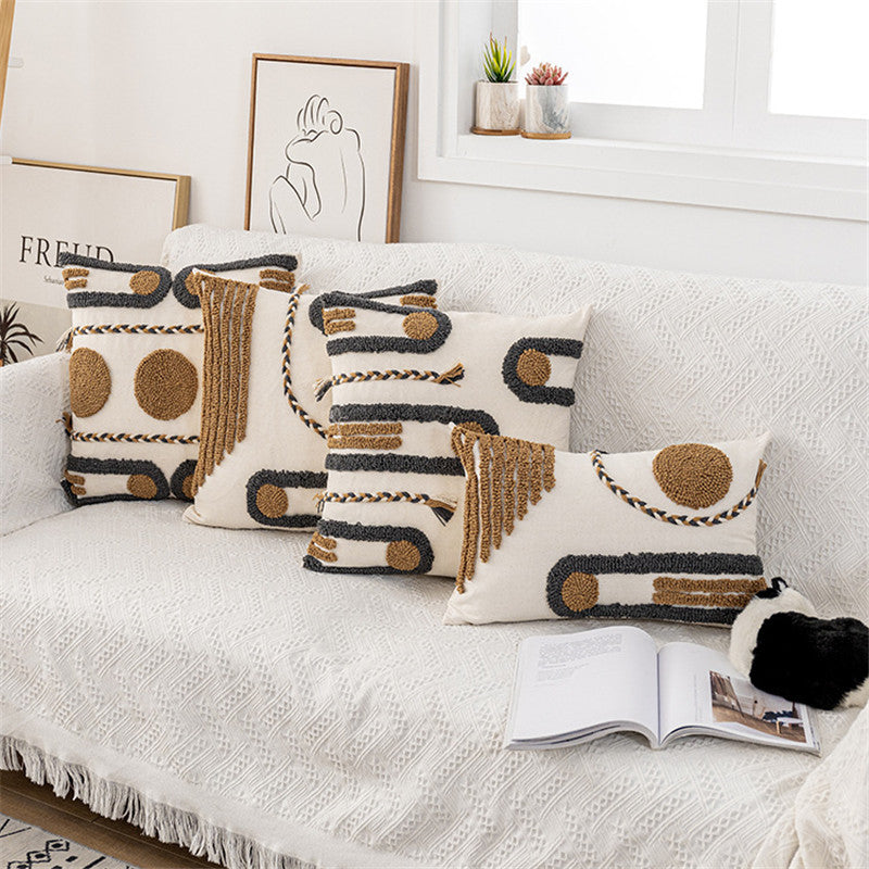 Hand-Tufted Geometric Loop Cushion Cover