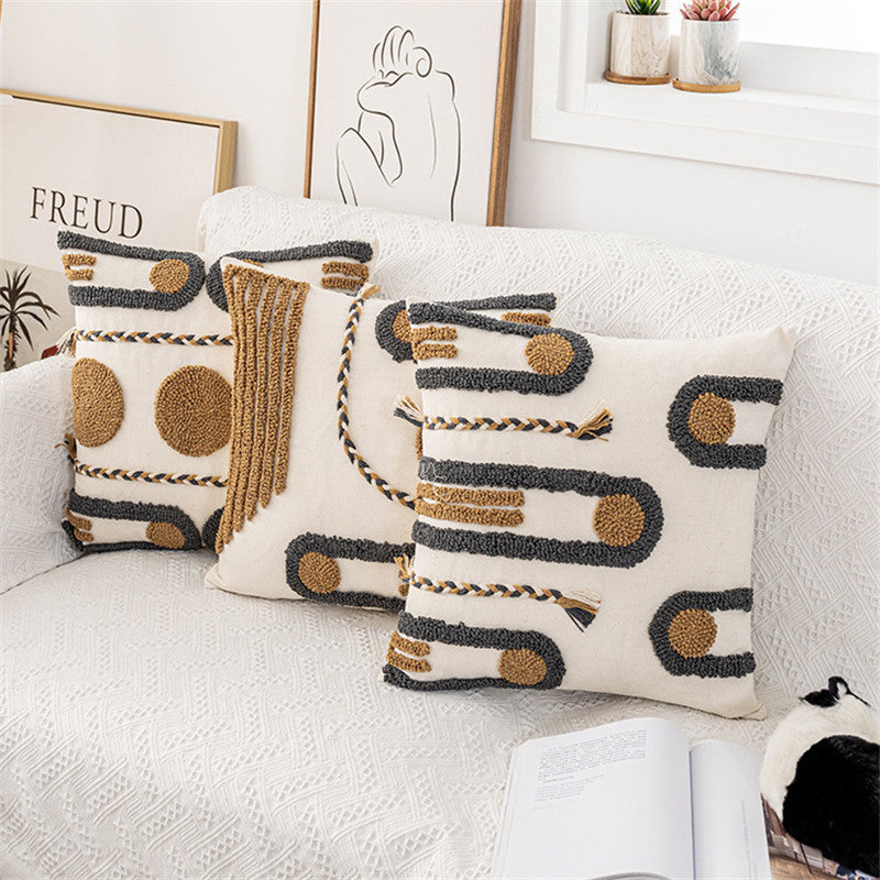 Hand-Tufted Geometric Loop Cushion Cover