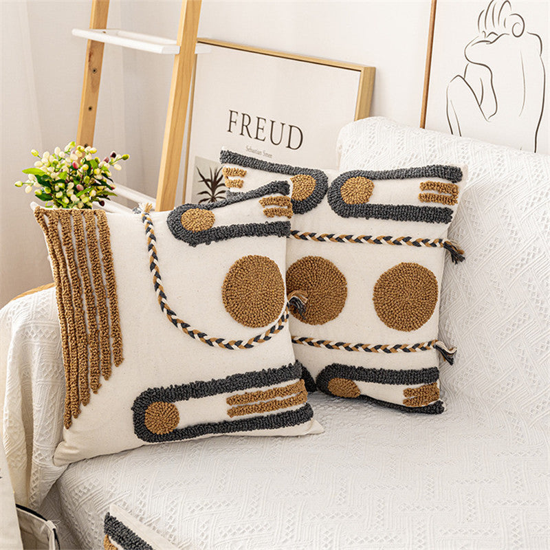 Hand-Tufted Geometric Loop Cushion Cover