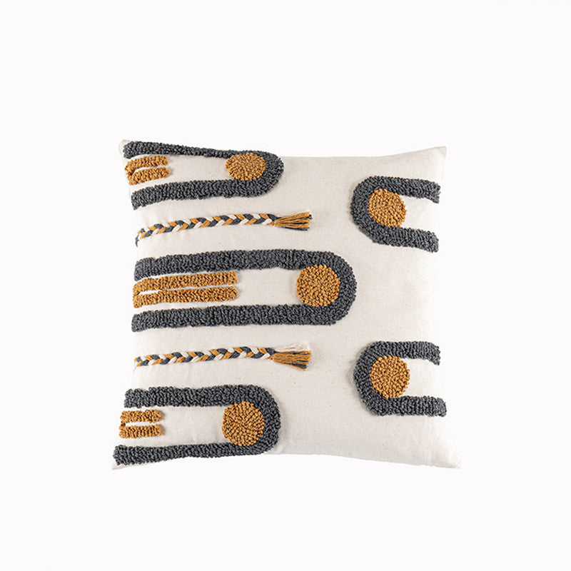 Hand-Tufted Geometric Loop Cushion Cover