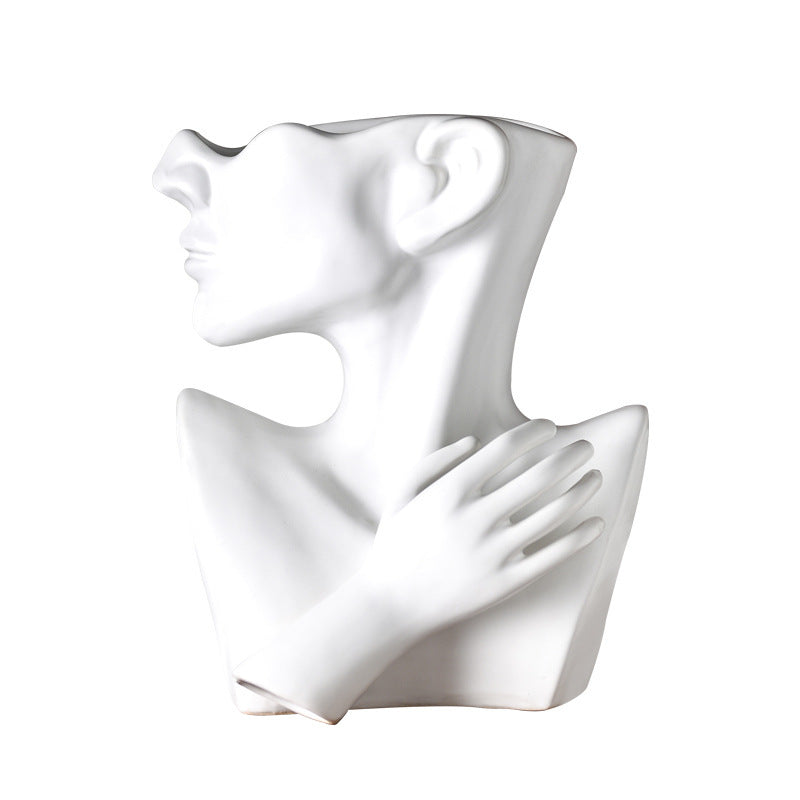 Abstract Face Sculpture Flower Vase – Modern Art Décor