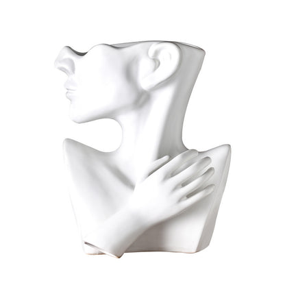 Abstract Face Sculpture Flower Vase – Modern Art Décor