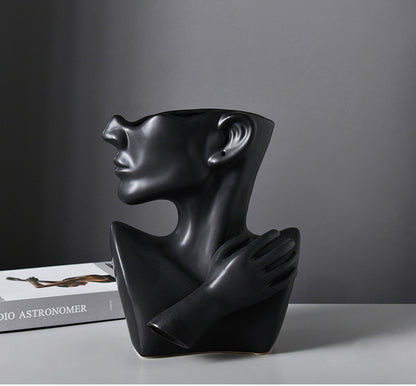 Abstract Face Sculpture Flower Vase – Modern Art Décor