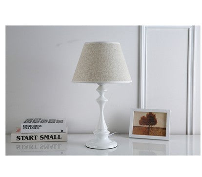 Wooden LED Table Lamp with Linen Shade – USB Bedside Decorative Light