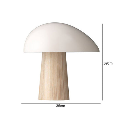 Modern Mushroom Table Lamp – Nordic Wood Base with Dome Shade for Bedroom, Living Room & Office