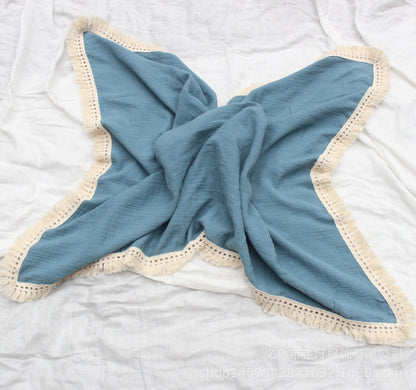 Lullaby Cotton – Double Gauze Baby Blanket with Pompoms