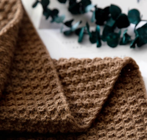 Nordic Knit Pom-Pom Throw Blanket