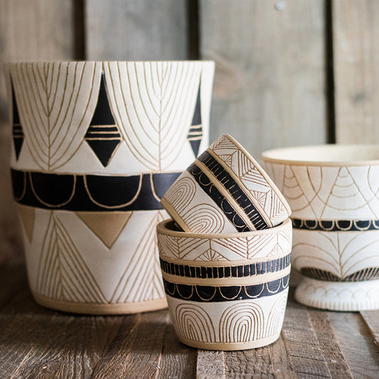 Egyptian-Inspired Decorative Pillar Planter