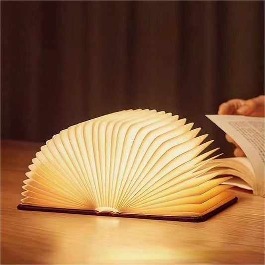 Leather Book-Shaped LED Night Light – Foldable Tricolor Lamp