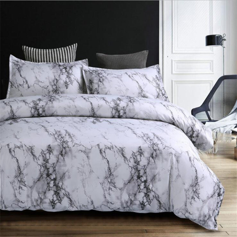 Marble Luxe Duvet Cover Set – 3 Piece Bedding with Pillowcases, Soft Polyester Twill