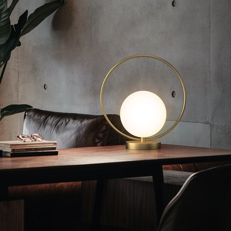 Modern Halo Orb LED Bedside Lamp – Minimalist Nightstand Light