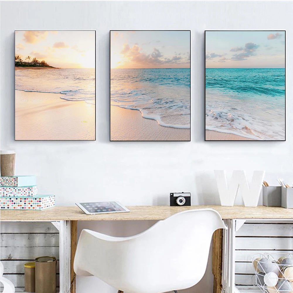 Coastal Tranquility – 3-Piece Ocean Canvas Wall Art Set