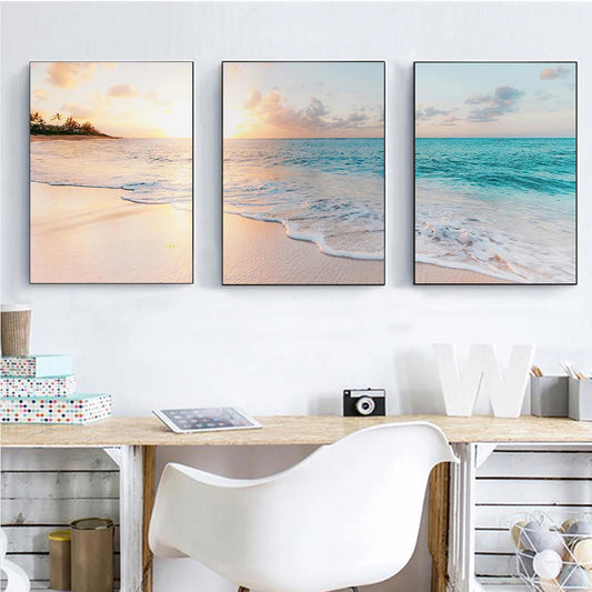 Coastal Tranquility – 3-Piece Ocean Canvas Wall Art Set
