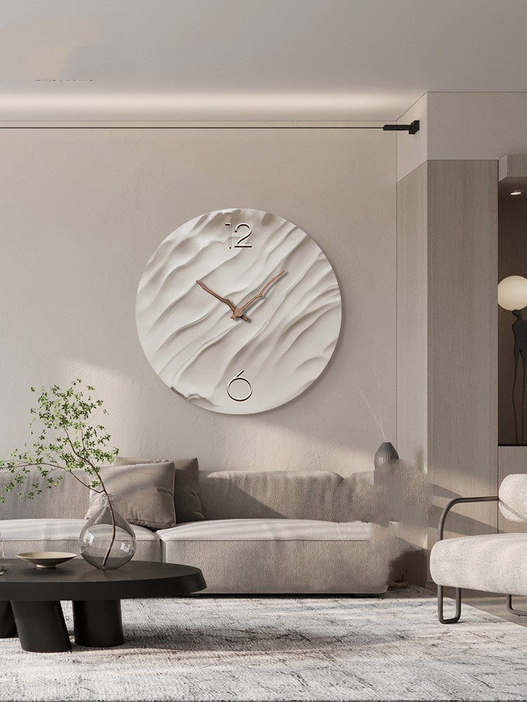 Aurora Carved Porcelain Wall Clock – Walnut Wood Hands