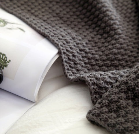 Nordic Knit Pom-Pom Throw Blanket