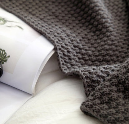 Nordic Knit Pom-Pom Throw Blanket