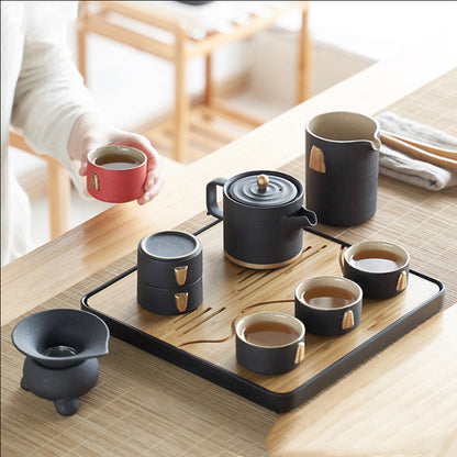 Japanese Stoneware Kung Fu Tea Set – Handcrafted Ceramic Elegance
