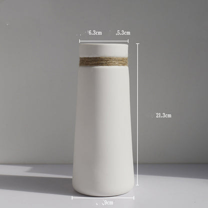 Minimalist Ceramic Rope Vase – Frosted Finish
