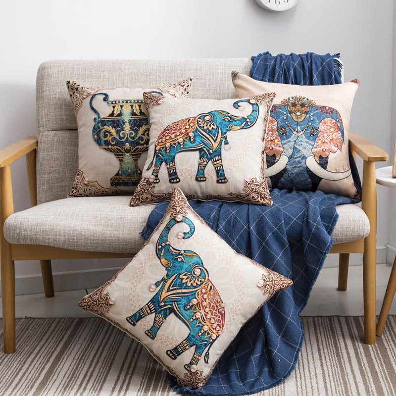 Regal Elephant Tapestry Cushion Cover
