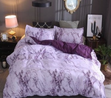 Marble Luxe Duvet Cover Set – 3 Piece Bedding with Pillowcases, Soft Polyester Twill