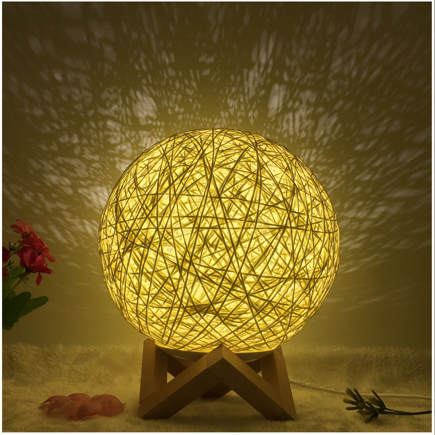 LunaGlow Rattan Sphere Lamp