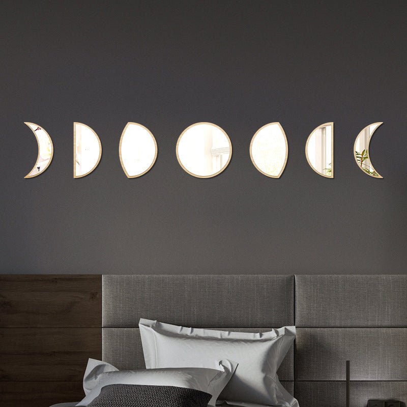 LunaPhases™ Nordic Mirror Wall Stickers – Moon Cycle Acrylic Decor Set