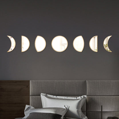 LunaPhases™ Nordic Mirror Wall Stickers – Moon Cycle Acrylic Decor Set
