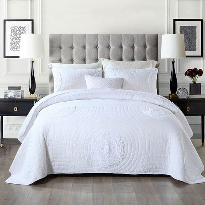 Botanical Whisper – Pure Cotton Quilted 3-Piece Bedding Set