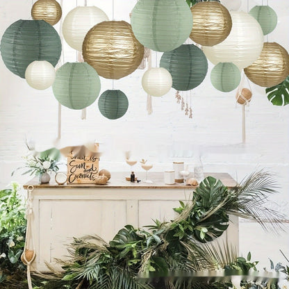 Verdant Bloom Paper Decor set-Lantern & Flowers