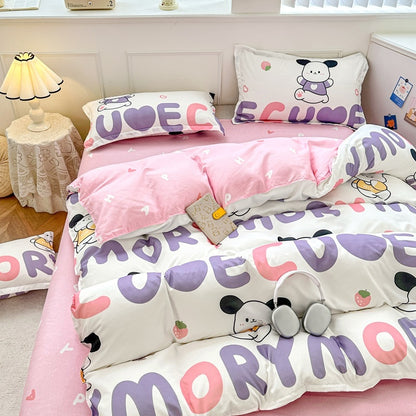 4-Piece Printed Bedding Set – Soft Sanded Cotton, Multiple Sizes