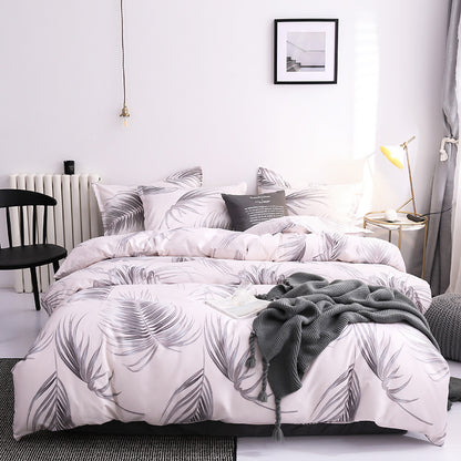 Geometric Pattern Quilt Cover Set with Pillowcases – Antibacterial Ramie Bedding