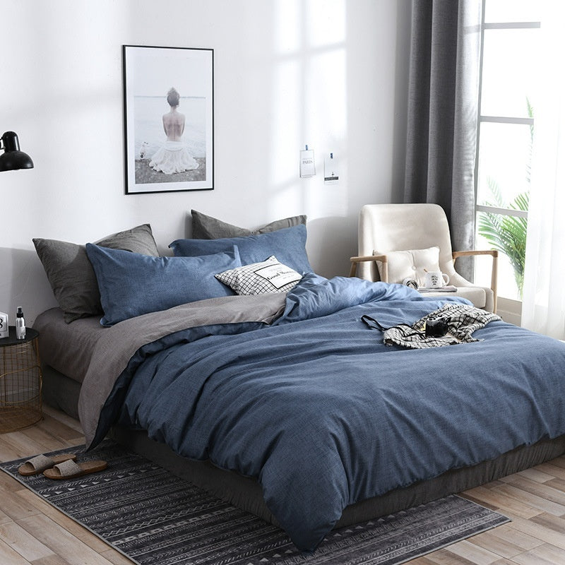 4-Piece Printed Bedding Set – Soft Sanded Cotton, Multiple Sizes