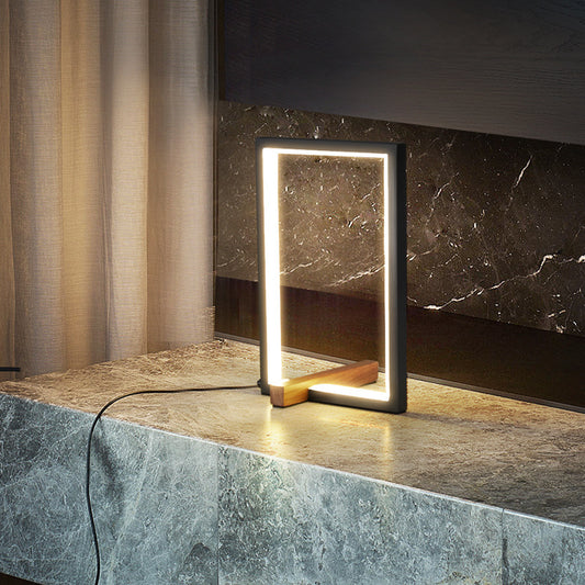 LumeFrame™ Copper LED Table Lamp – Minimalist Geometric Glow