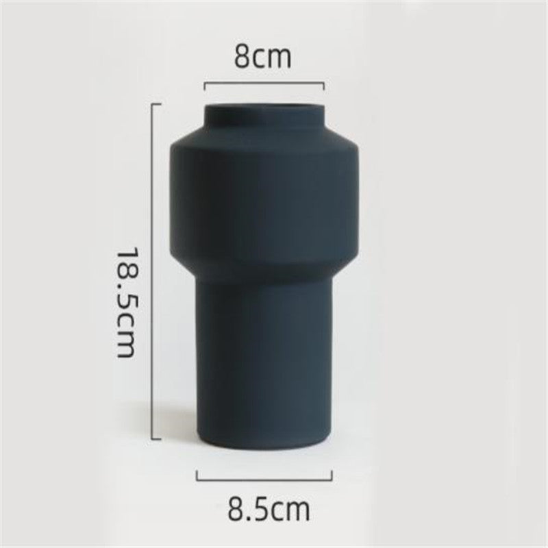 Morandi Geometric Ceramic Vase – Textured Elegance