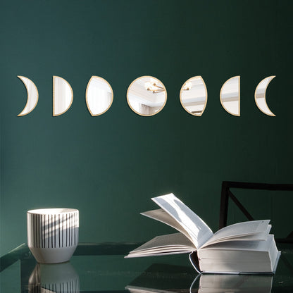 LunaPhases™ Nordic Mirror Wall Stickers – Moon Cycle Acrylic Decor Set