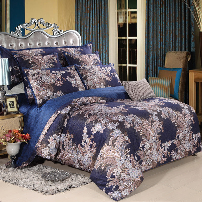 Floral Estate Cotton Bedding Set – Luxury European Style Quilt Cover, Bed Sheet & Pillowcase