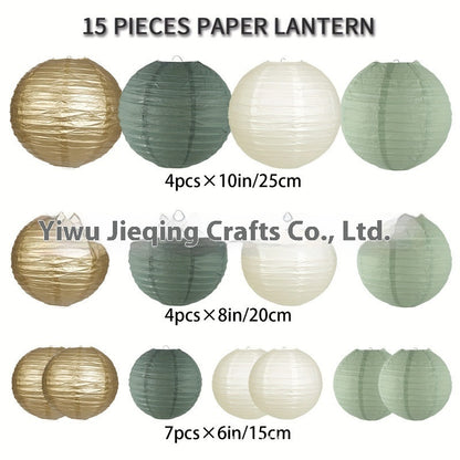 Verdant Bloom Paper Decor set-Lantern & Flowers
