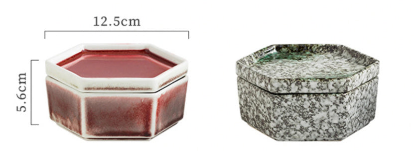 Celestial Hexagon Porcelain Serving Plate with Lid – Japanese-Inspired Snack Dish