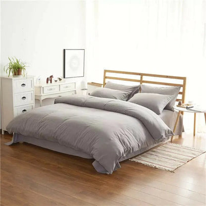 4-Piece Modern Twill Bedding Set – Soft Polyester Fiber with Sheet, Quilt Cover & Pillowcases Gray / 2.0m by Simple Homes